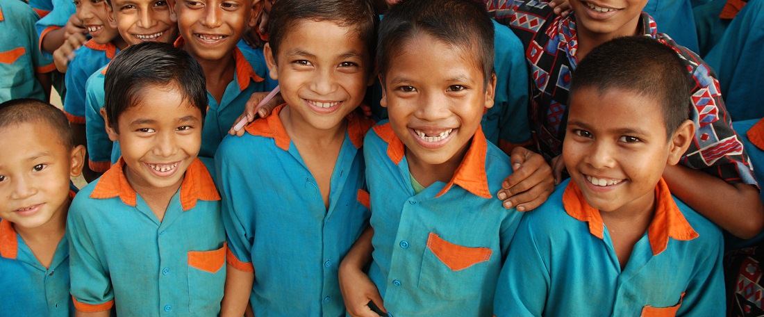 smiling group of Bangladeshi boys