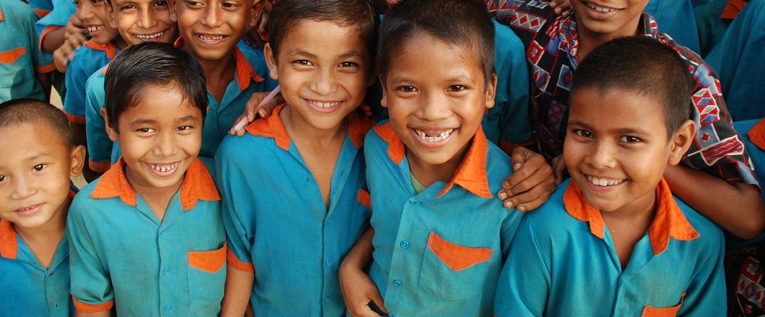 Smiling group of Bangladeshi boys