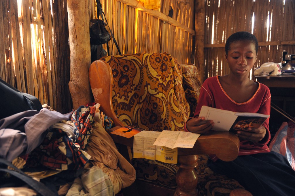In Togo, 11-year-old Afi keeps her letters next to the family’s armchair