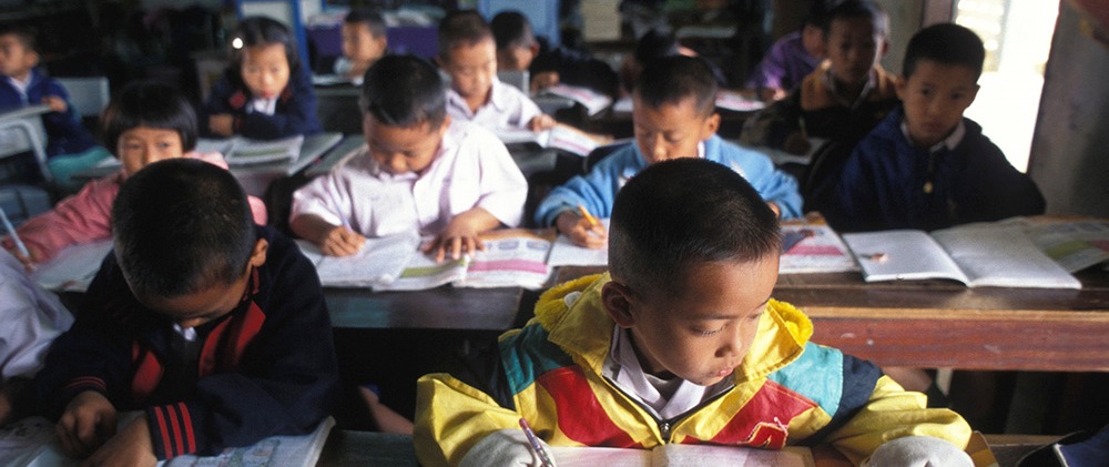 7-year-old Samon, a Compassion sponsored child, in his classroom in Thailand