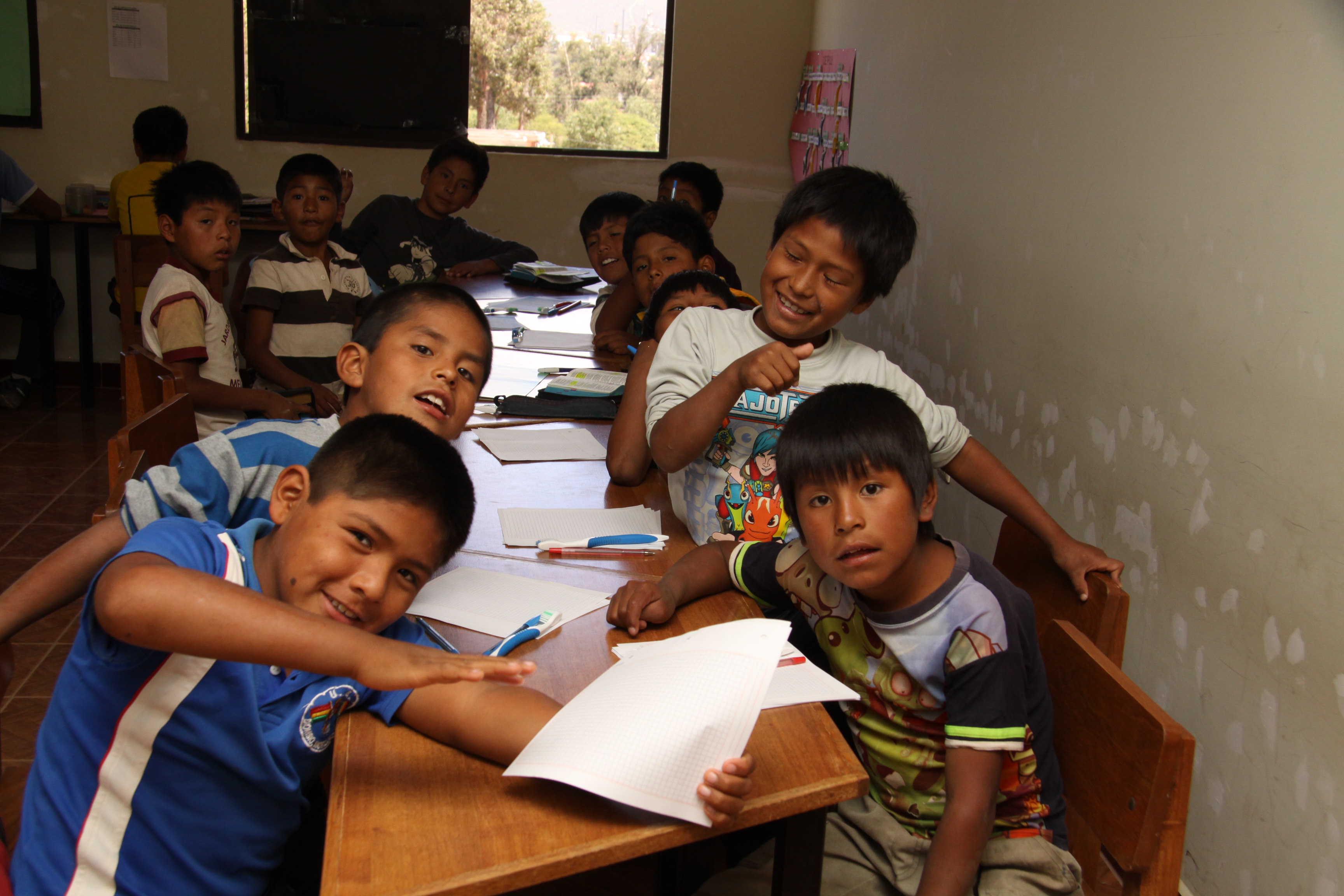 Bolivian sponsored children in classroom