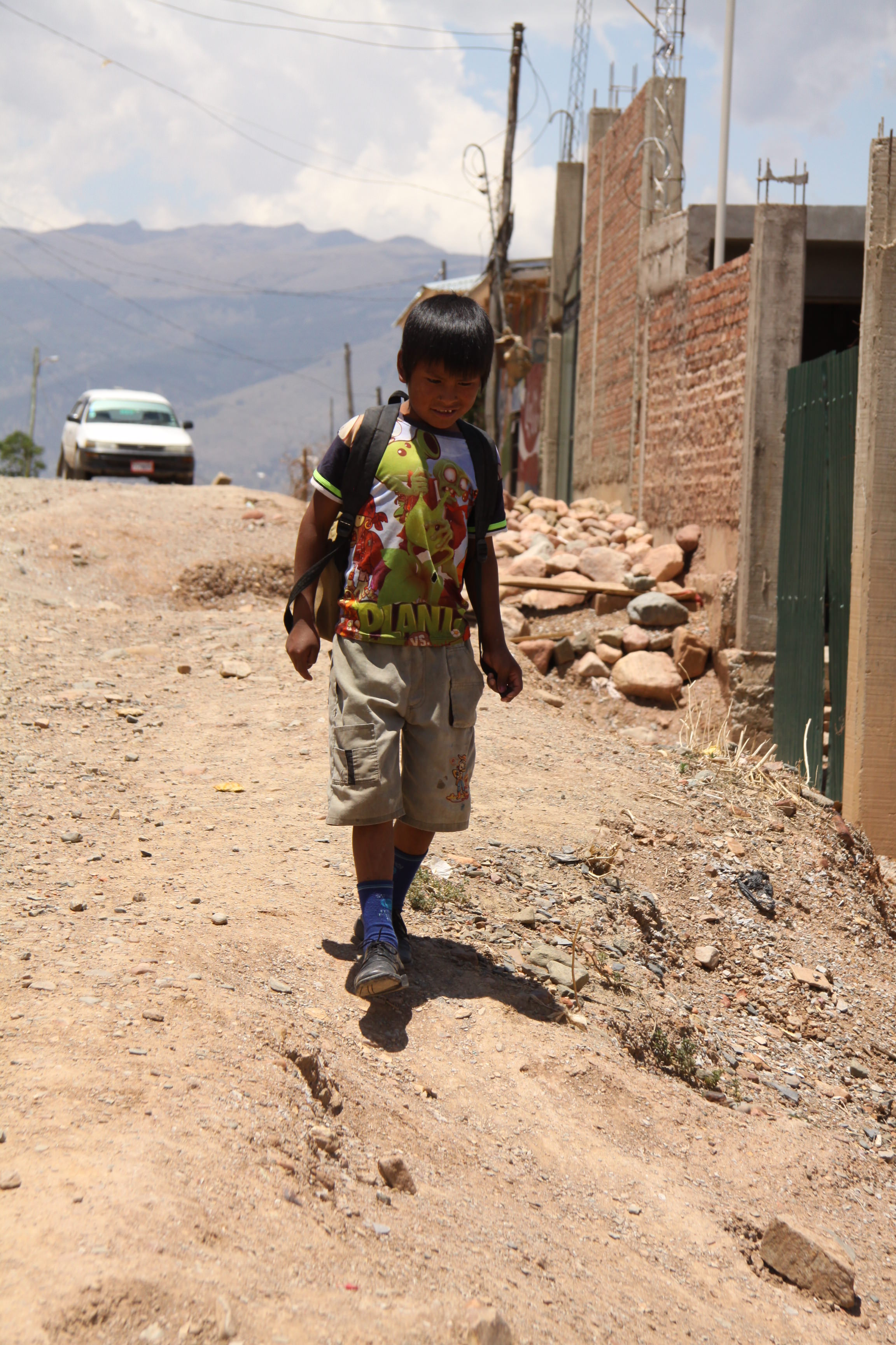 Sponsored child Jose walks to school