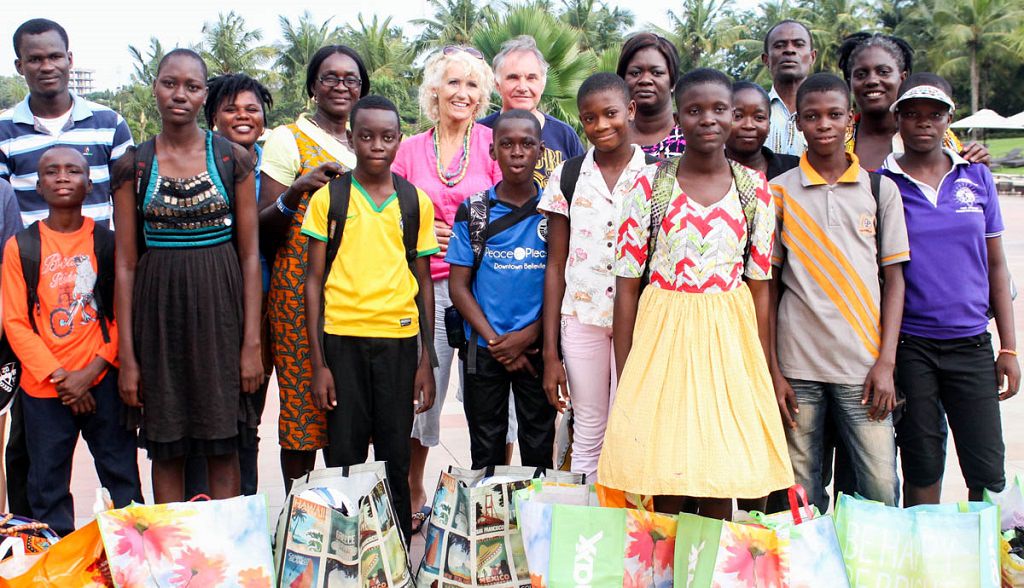 Elizabeth with her Ghanian sponsored children