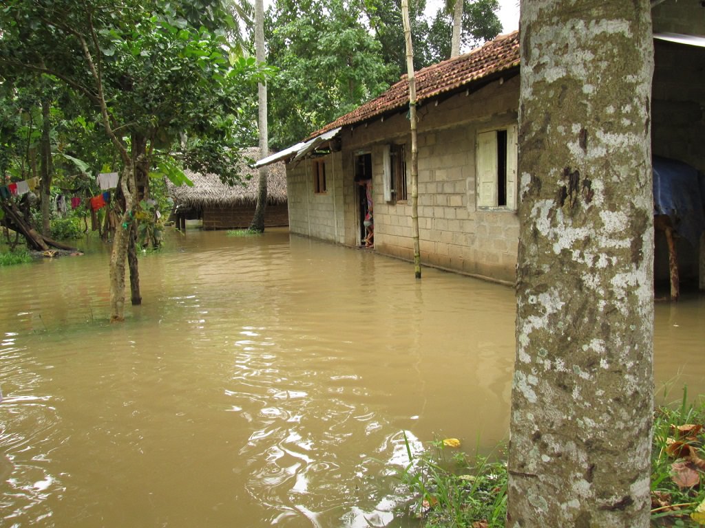 Flooded house in Sri Lanka
