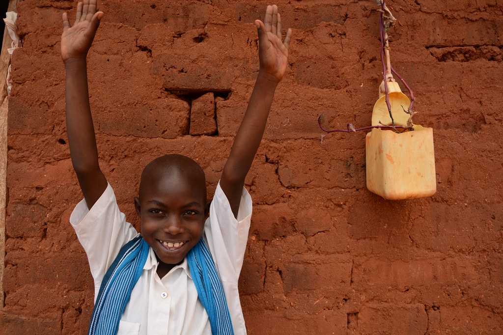 Arms raised in joy