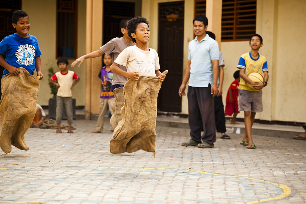 Sack race in Indonesia