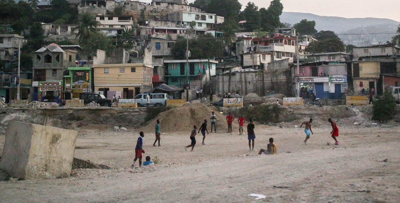 Playing football in Haiti