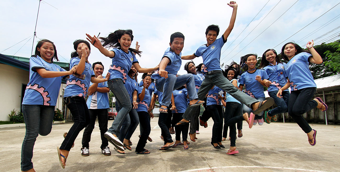 Philippines teenagers jumping.