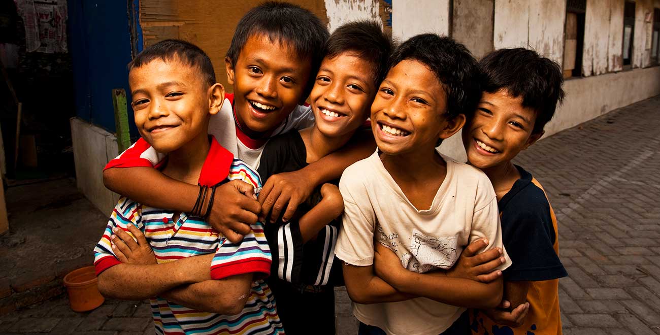 Smiling boys in Indonesia