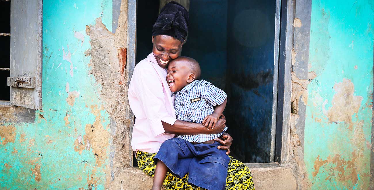 Smiling mother and child in Uganda