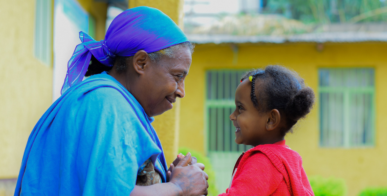 Aregash smiles at her granddaughter Letarik